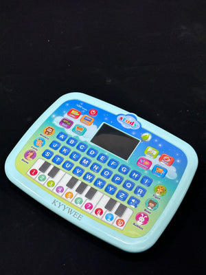 KYYWEE Tablet for Kids Educational Computer Interactive Audio and Video Teaching Aids 3+ Years Learning Pad Numbers Letters Words Math Spelling Read Song Music Questions Answers LED Screen Piano (Blue) X2020